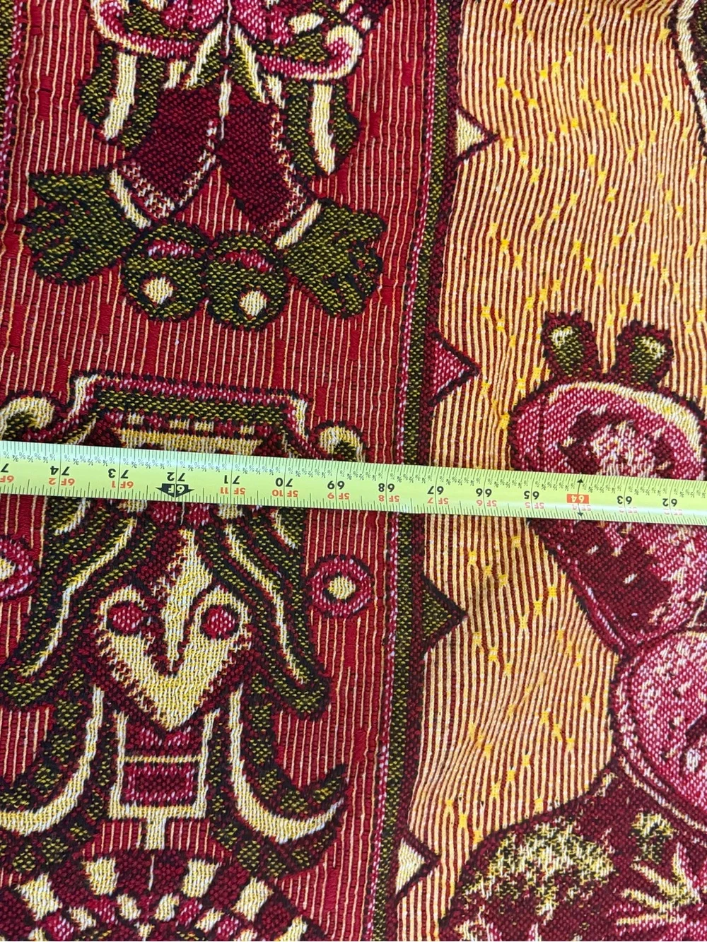 Woven Weave Atzec Mayan POPIS Warrior Princess Thick Blanket Red Yellow 83x79”